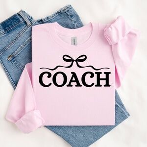 Coach T-shirt Game Day. Unisex, With bow and bold letters S M L XL Cheer sports